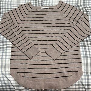 Pink Clover Crewneck Sweater Brown and Black Striped Knit